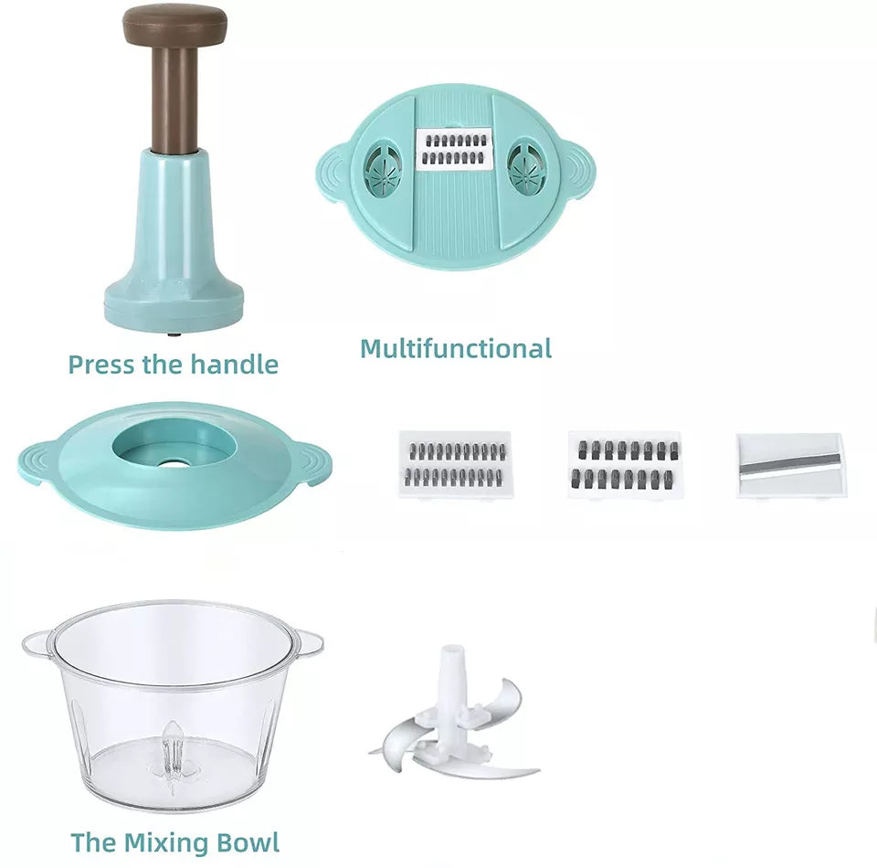 Manual Hand Push Chopper | Multi-functional Vegetable Meat Grinder, Grater, Chopper -2l (random Color)